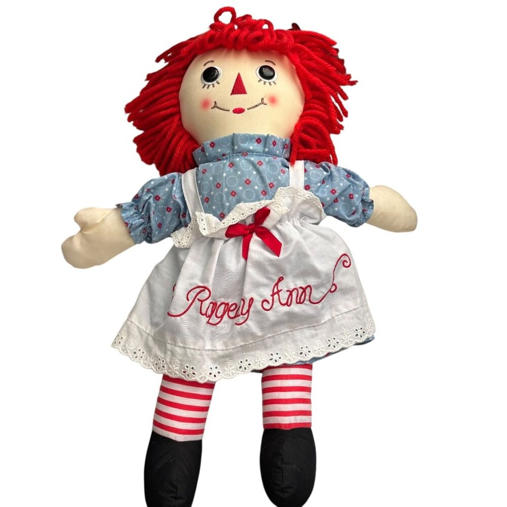 Aurora Raggedy Ann Doll Red Yarn Hair Embroidered Apron 2022 Hasbro Plush 16 in